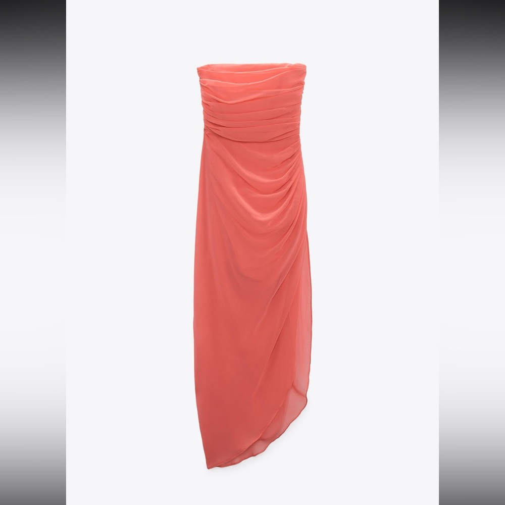 Zara Strapless Coral Dress
